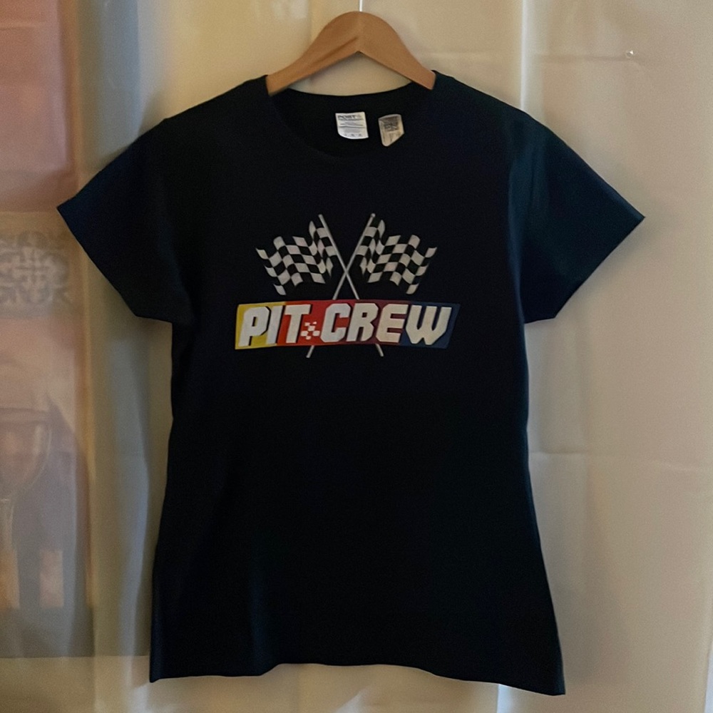 “Pit Crew” Port & Co. Women’s Size Medium T shirt Round Neck New